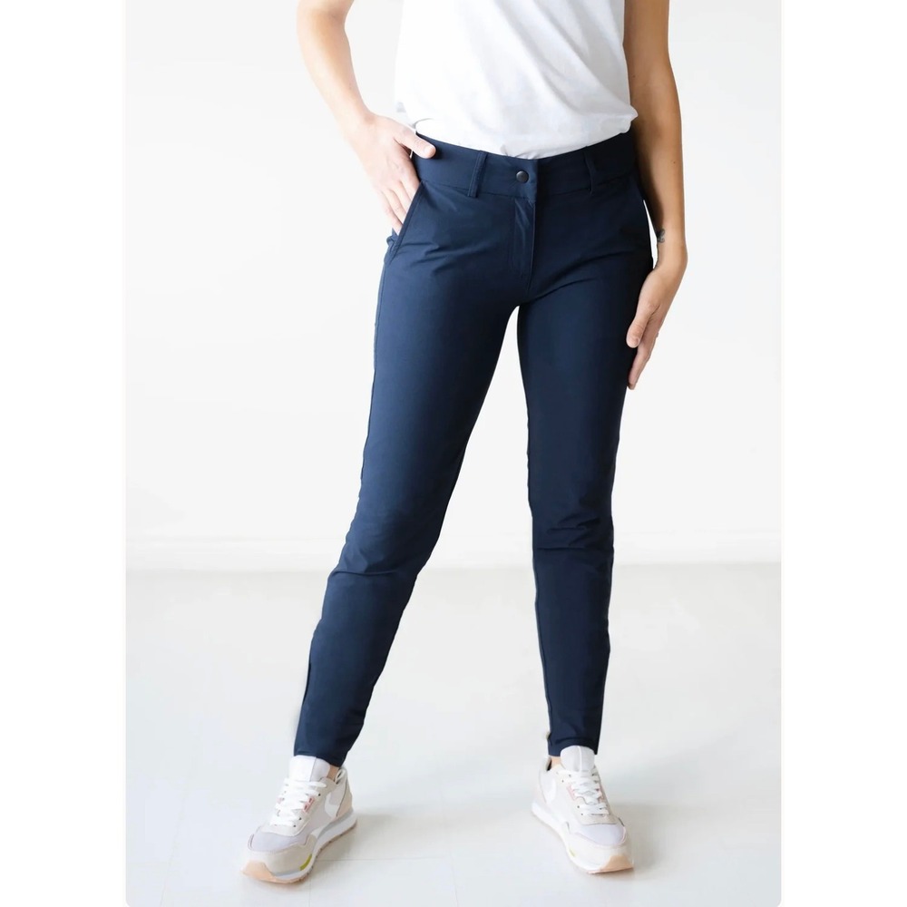 Abendroth Peggy‎ Pant Navy Performance Golf Pants Stretch Zip Ankle Size 8